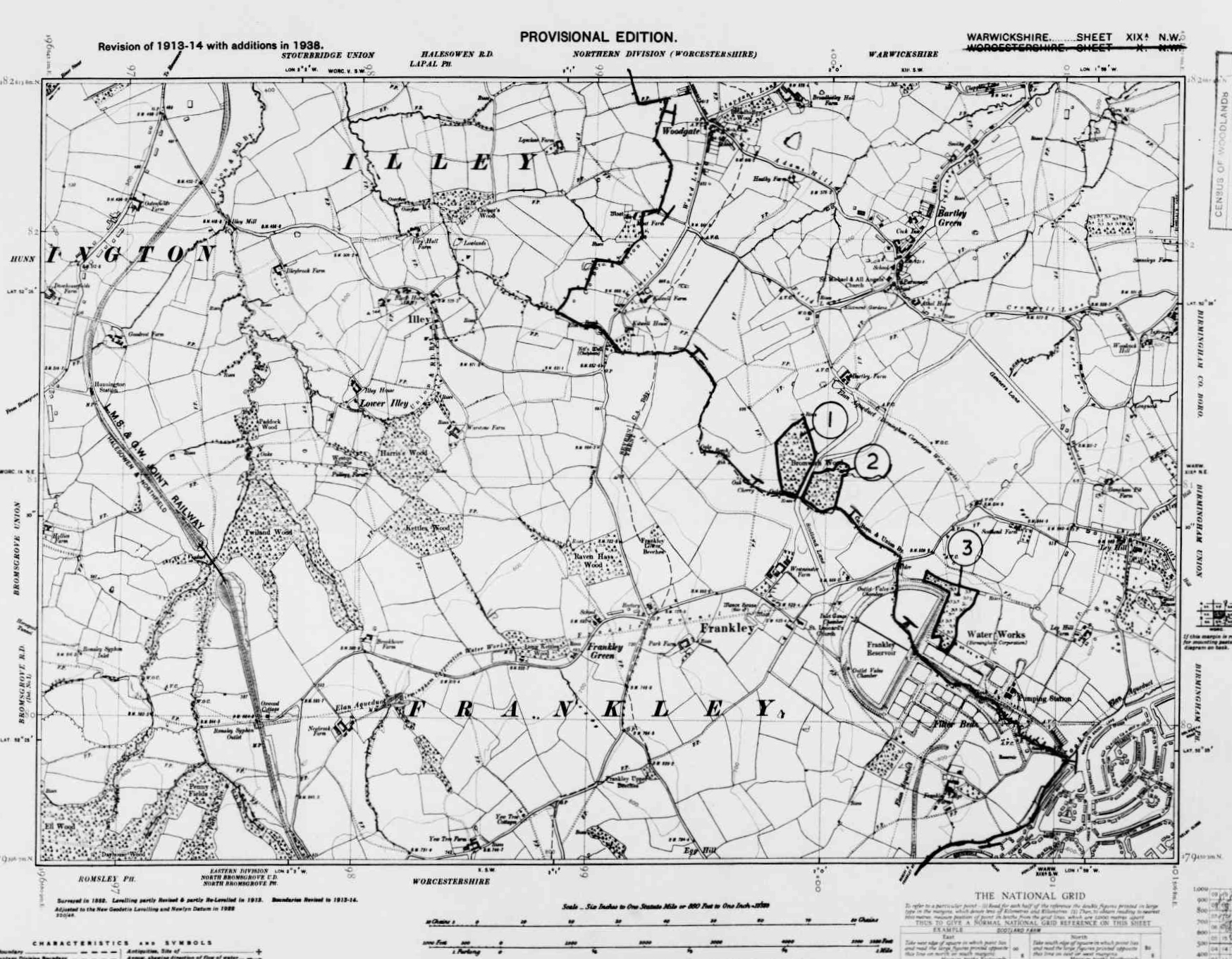 Warwickshire Old Map Ordnance Survey 6inch Sheet 000 XIXA  QNW D1913 1938 E2 